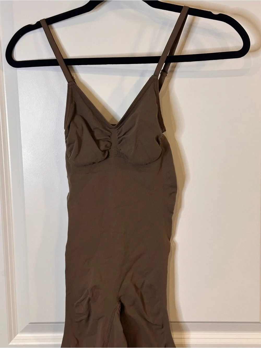 Brown Full Body Shapewear Bodysuit Open Bust Tummy Control Thigh Shaper M/L